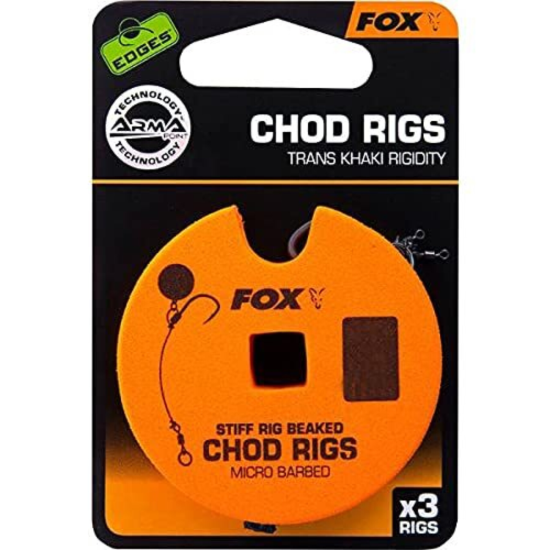 Monofilamento Fox rigide 30lb Standard Chod Rig Barbed taille 4