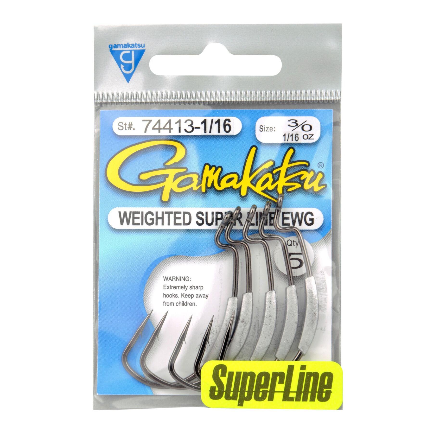 Paquete de 5 ganchos Gamakatsu SuperLine EWG