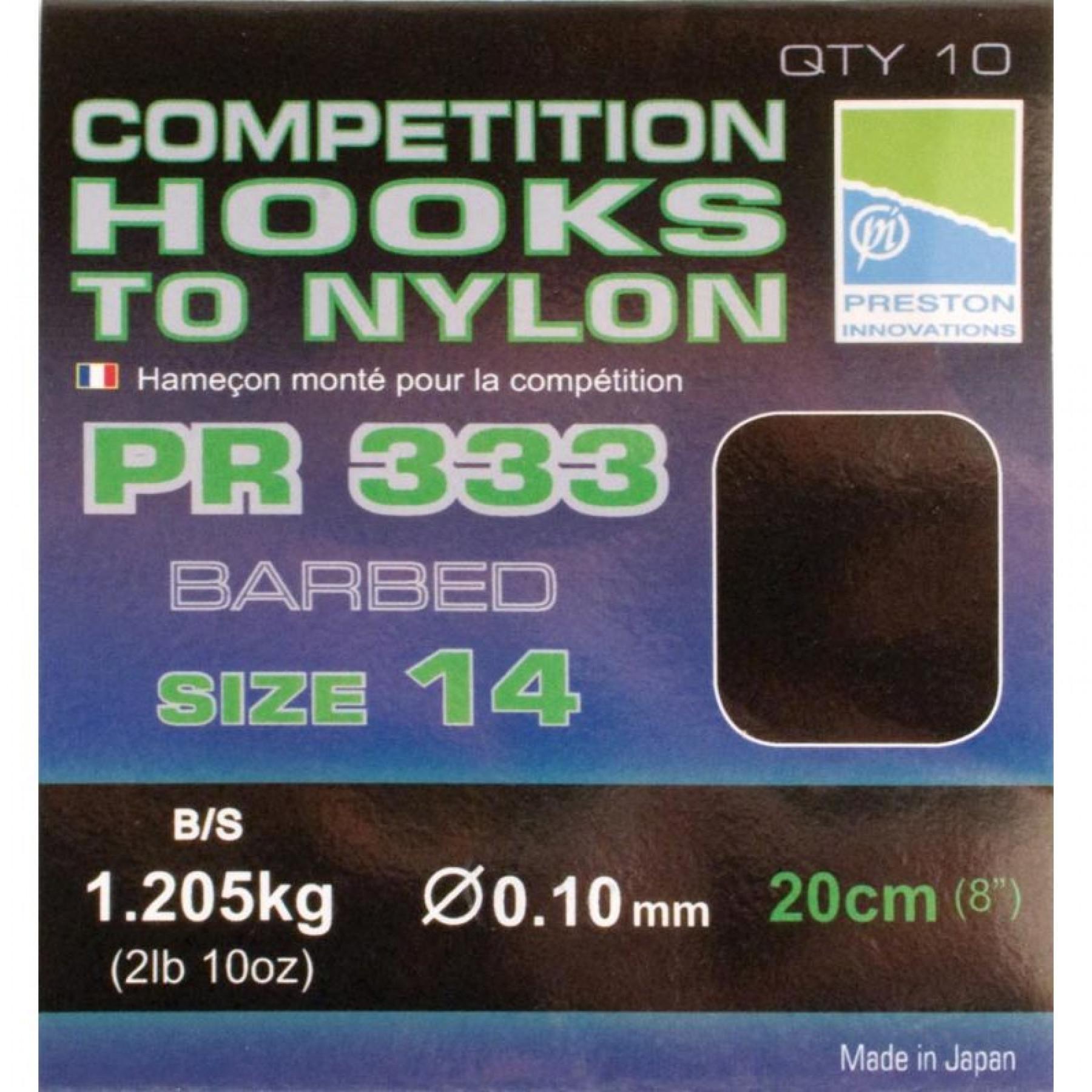 Ganchos montados Preston Competition 333 Hooks To Nylon Size 14