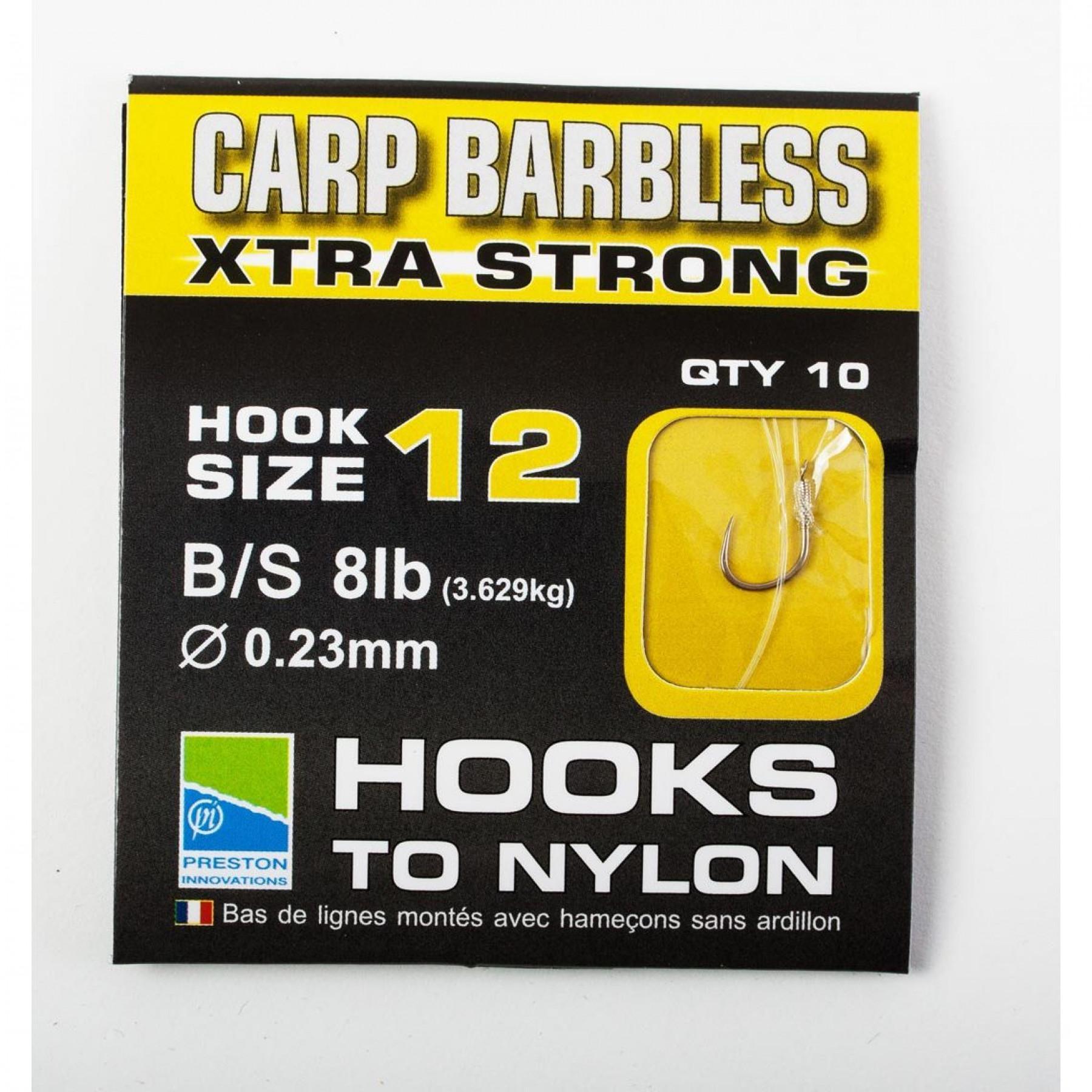Anzuelos sin púas Preston Carp Xtra Strong Hooks To Nylon Size 14