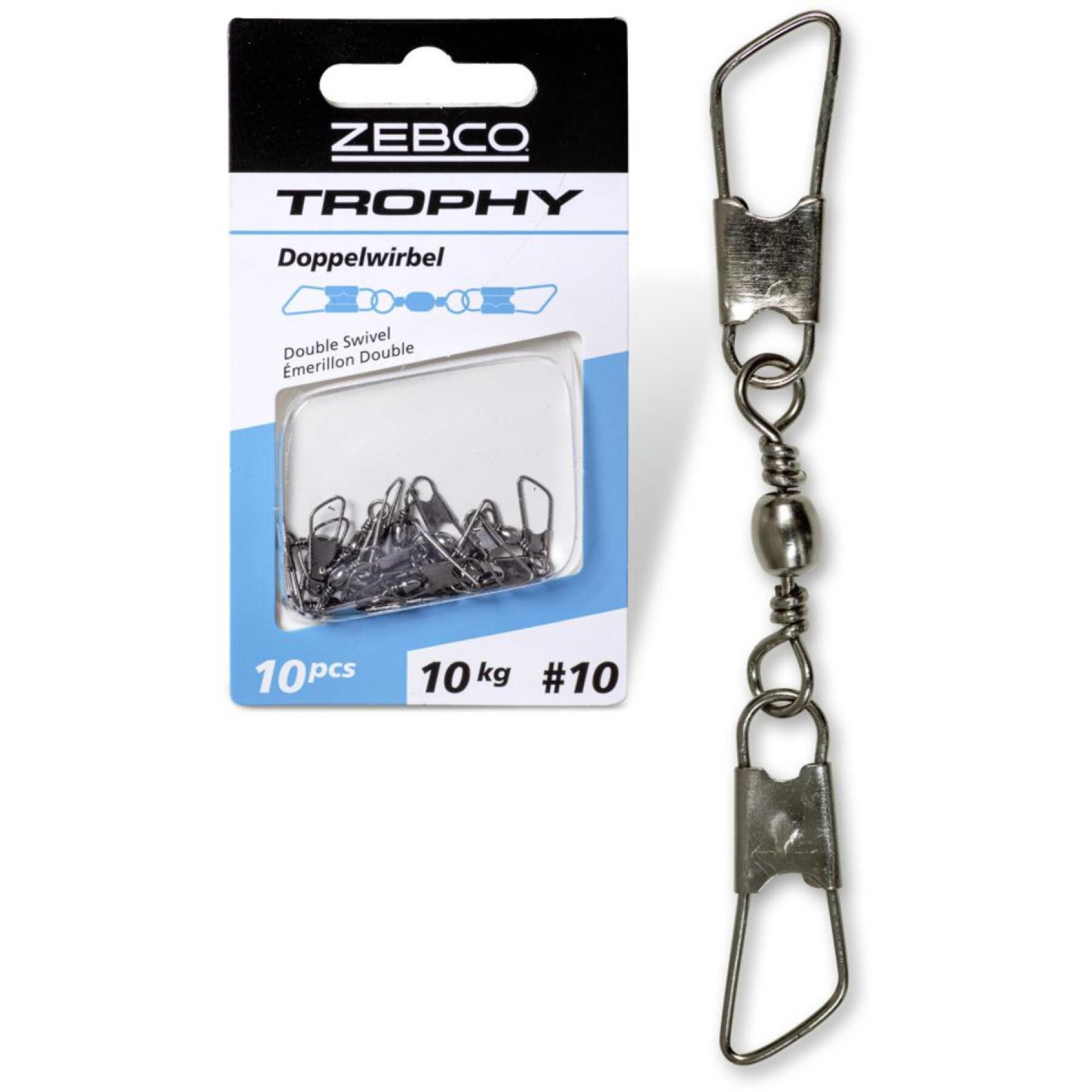 Paquete de 10 eslabones giratorios dobles Zebco Trophy