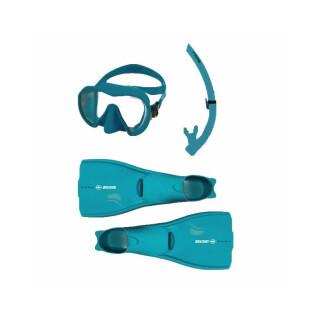 Kit de submarinismo aletas + máscara monocristal + tubo Beuchat Atoll - Spy